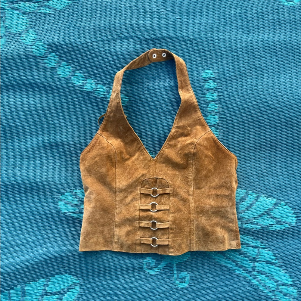 Wilsons Leather Brown Suede Crop Top